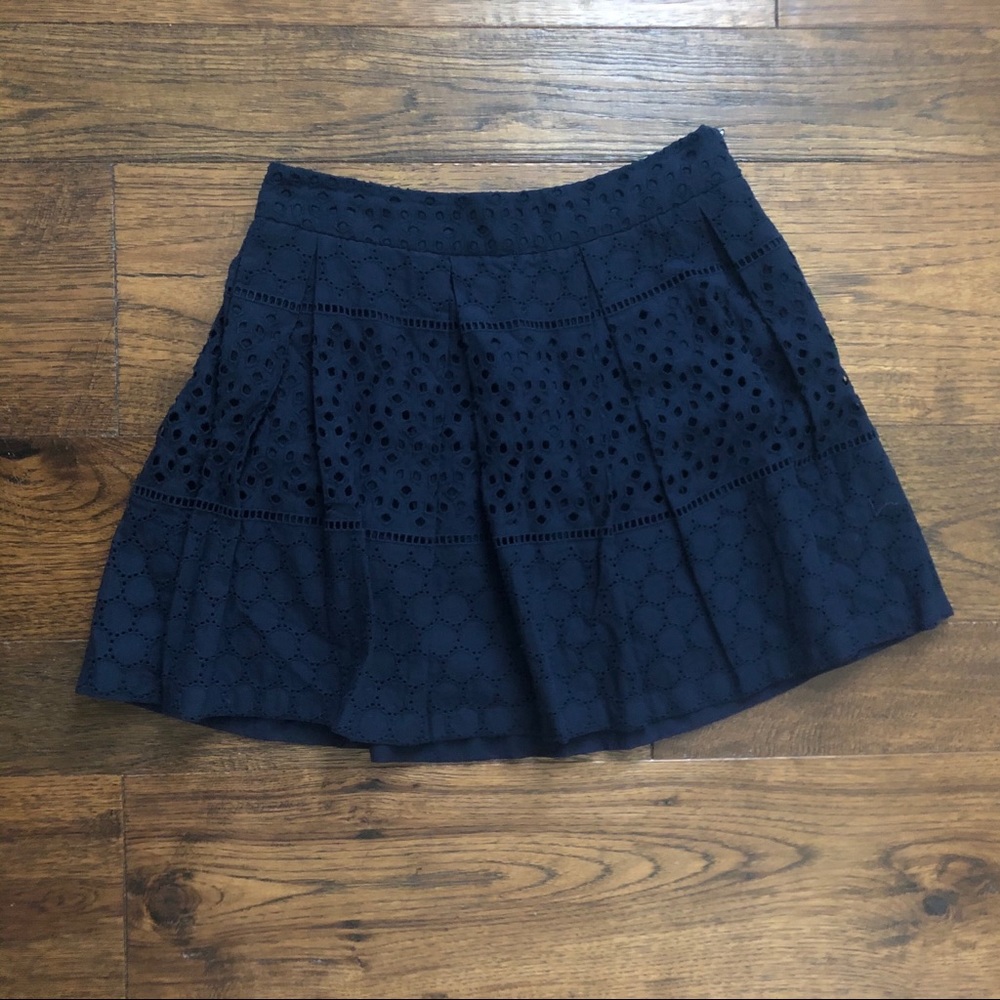 Navy blue eyelet skirt from Banana Republic